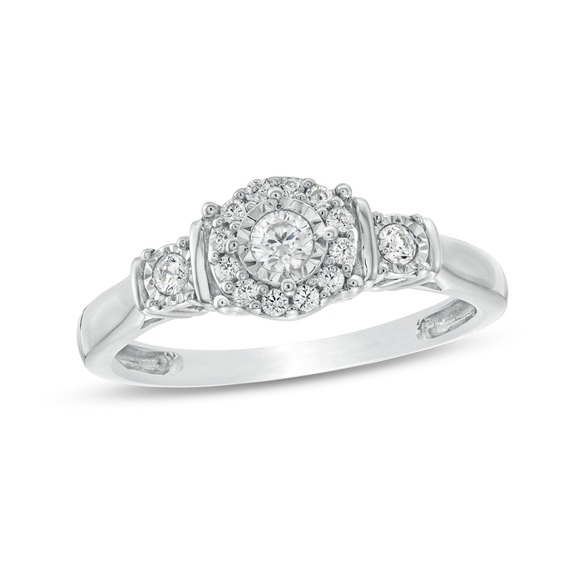 Stunning 0.25 CT Diamond Engagement Ring 10K White Gold - Picture 2 of 6